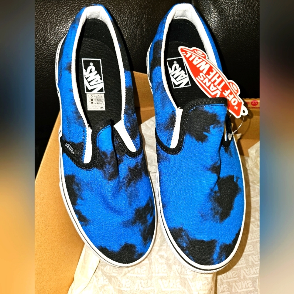 VANS Classic Slip-On Women 7.5 Youth Size 6 Canvas Oversized Tie Dye Dazzle NIB